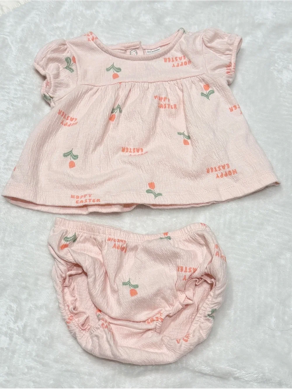 Carter's Pale Pink Floral Print Top & Diaper Cover Set